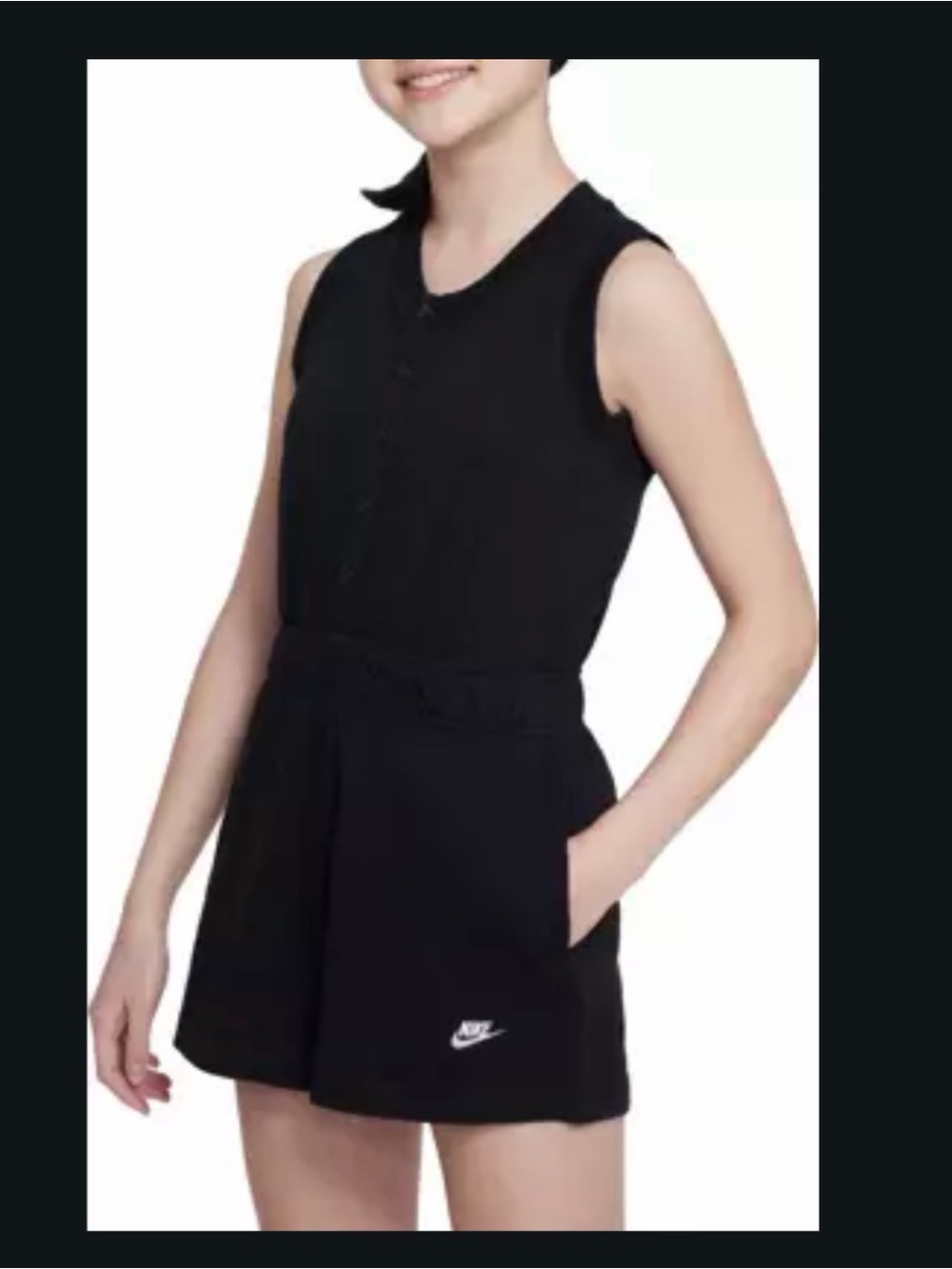 Nike Black Sleeveless Girls' One-Piece Romper